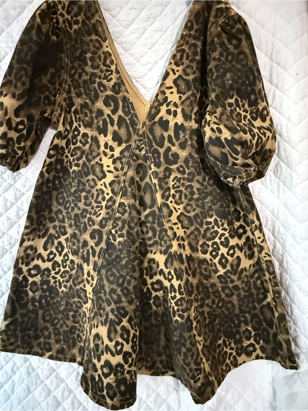 Nasty Gal women’s Leopard Print Puff Sleeve Dress - Brown & Tan